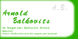 arnold balkovits business card